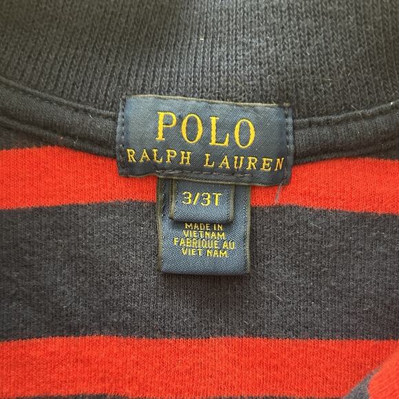 Polo Ralph Lauren Boys 3T Half Zip Cotton Knit Pullover Sweater Navy Red Striped - Picture 3 of 9